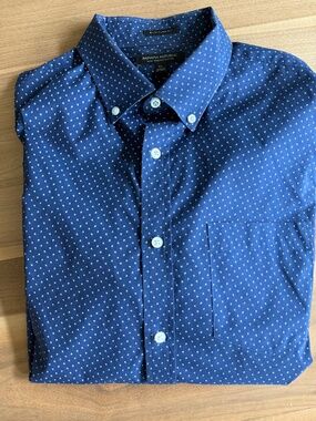 Mens XL Banana Republic Dress Shirt Tech Stretch Cotton Blue
